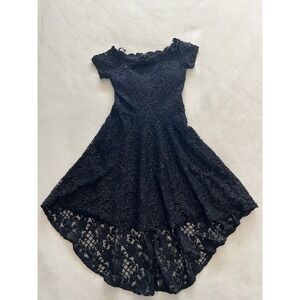 City Triangle Girls Black Lace Glitter High-Low Formal Dress Size 3 3145-YM1A